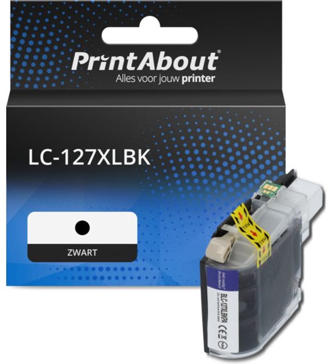 PrintAbout huismerk Inktcartridge LC-127XLBK Zwart Hoge capaciteit geschikt voor Brother