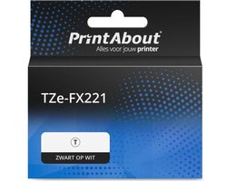 PrintAbout huismerk Tape TZe-FX221 Zwart op wit (9 mm) geschikt voor Brother