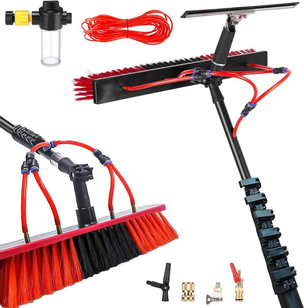 Paneelreiniger Telescoopstang - Raamwisser Glasreiniger - Hoge Oppervlakken Reinigen - Koolstofvezel Telescoopstang - 55 cm Borstel - Niet gespecificeerd