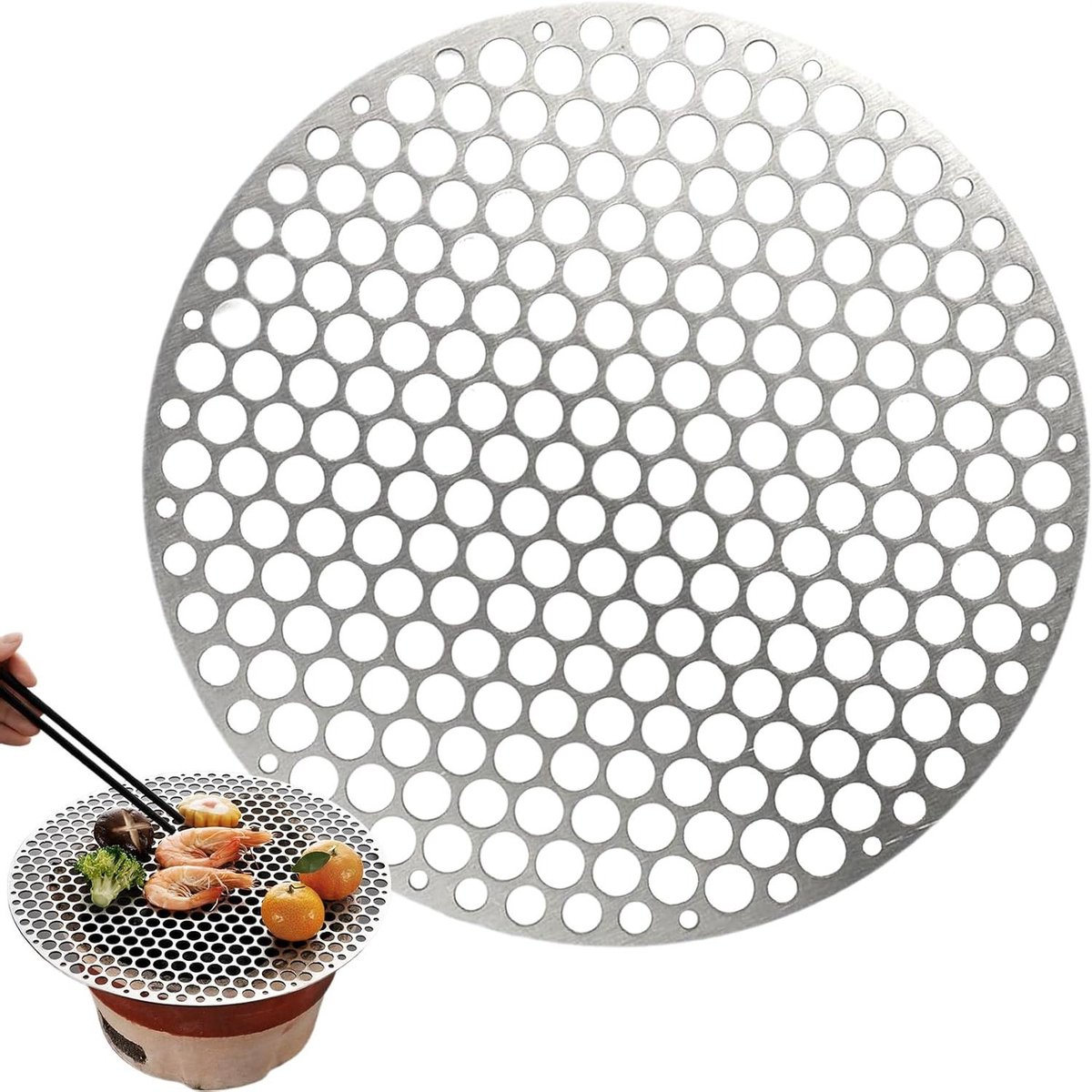 BBQ Grill rooster Ronde kookplaat Buiten koken Gelijkmatige warmte 26 cm Zilver
