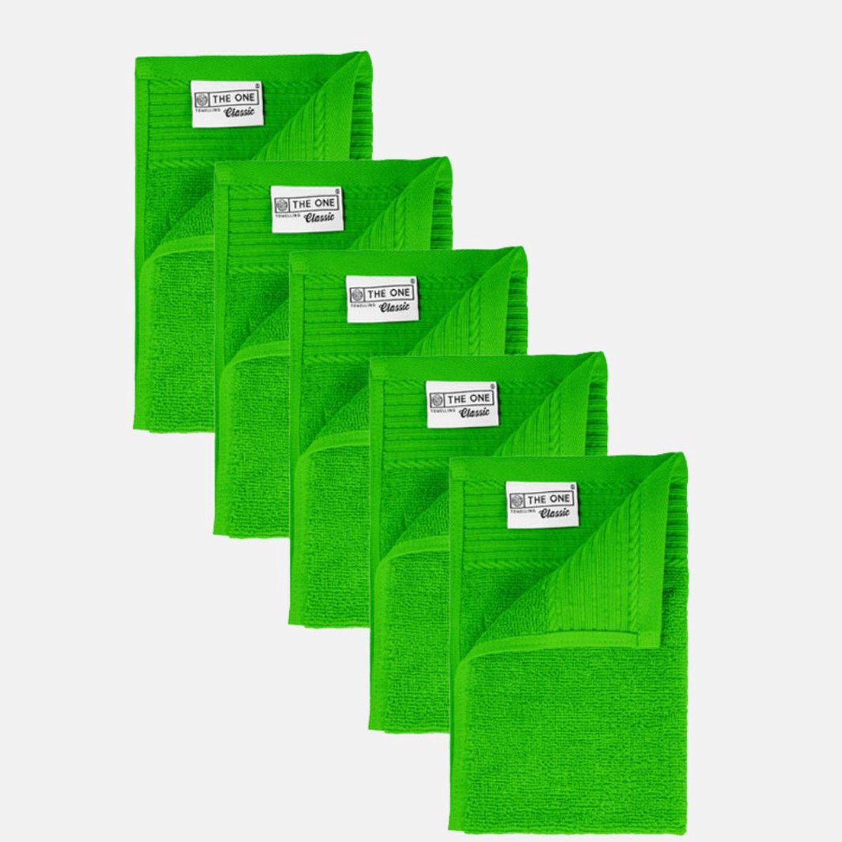 The One Towelling Gastendoek - 30x50 cm - 5 stuks - Hotelkwaliteit - 450 g/m² - 100% Gekamd katoen - Lime