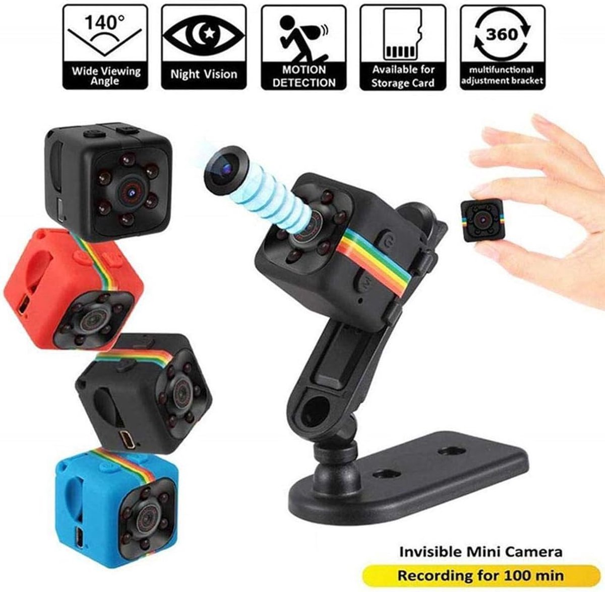 Mini Camera, Camera HD Audio- en Video-opname, Beveiligingscamera, Camera voor Kleine Honden, Nanny Cam, Babyfoon, Huisbeveiligingscamera, Nachtbewegingsdetectie (rood) – foto 3
