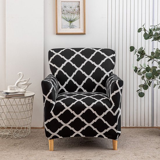 Stoelhoes – Elastische stoelhoes – Geschikt voor fauteuils/relaxstoelen – Afneembare stoelhoes – Elastische bankhoes met armleuningen – Hoes voor banket-/leesfauteuils – Geschikt voor bureaustoelen, eetkamerstoelen, kaptafelstoelen en keukenstoelen