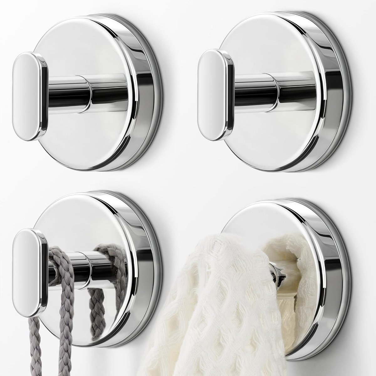 Extra Sterke Zuignap Haken voor Badkamer en Keuken: 6.8kg Hanger voor Handdoeken, Loofahs en Kleding - Waterdicht en Roestvrij, Set van 4