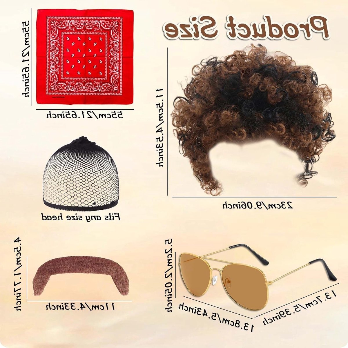 Afro Peruk voor Mannen en Vrouwen - 70s en 80s Kostuum voor Carnaval, Disco, Halloween en Themapartijen met Accessoires