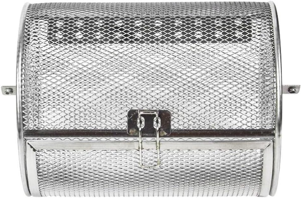 Grillmand voor frietjes en barbecue, roestvrijstalen draai- en grillcage voor oven, ideaal voor noten en bonen, 26x14 cm