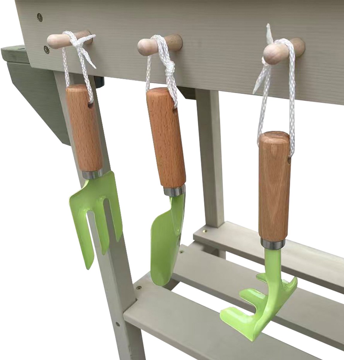 AXI Sev Zand & Water Speelkeuken Grijs/groen – Met Krijtbord - Incl. 3-delige Accessoire Set – Modder Keuken — afbeelding 9