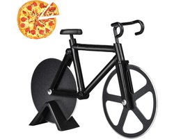 Stainless Steel Pizzasnijder met Houder voor Thuis en Keuken, 18 cm, Zwart - Ideaal voor Pizzaliefhebbers en Fijnproevers
