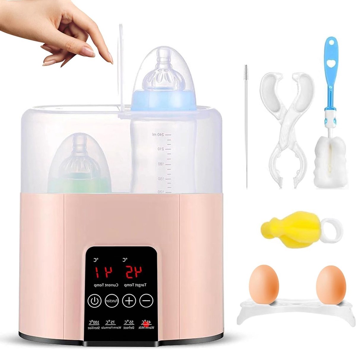 Snelle Elektrische Flesverwarmer 4-in-1 voor Borstvoeding met LCD Scherm en Temperatuurregeling, Ideaal voor Babyflesjes en Moedermelk