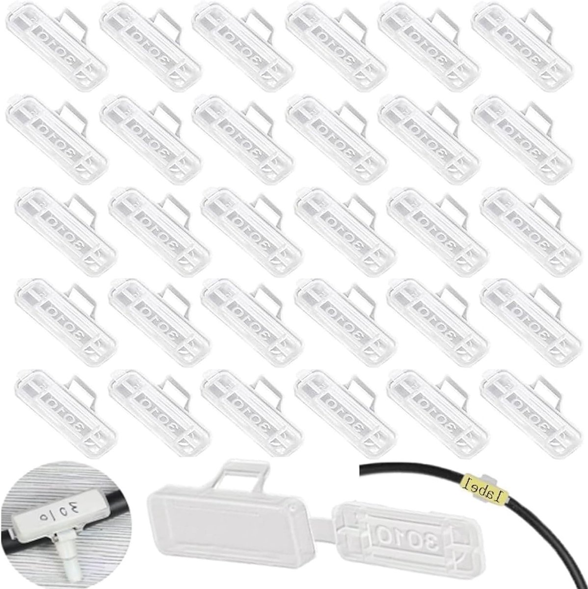 30 Stuks Kabel Labels - Transparante Nylon Naamlabels voor het Markeren en Sorteren van Kabels en Draden