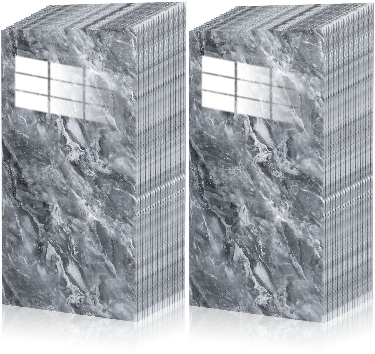 40 Stuks Zelfklevende Keukensplashboard Tegels 30x60 cm - Ook voor Badkamer & Woondecoratie | Echte Tegel Look zonder Breekwerk,Grijs steenpatroon