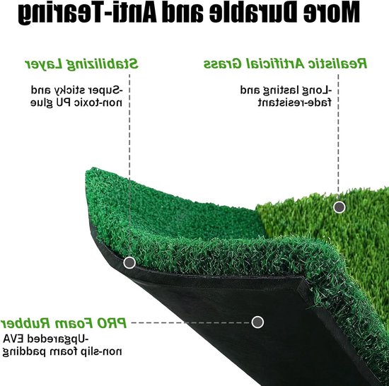 3-in-1 Golf Trainingsmat voor Driving, Chipping en Putting - Opvouwbare Hammock Mat 60 x 30 cm, Ideaal voor Thuis en Buiten Gebruik — afbeelding 3
