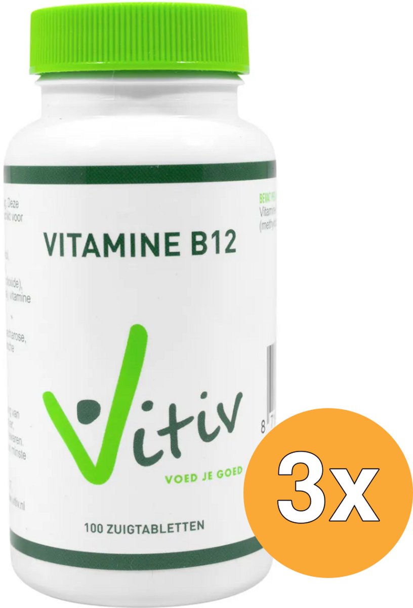 3x Vitiv Vitamine B 12 Methycobalamine (100 zuigtabletten)