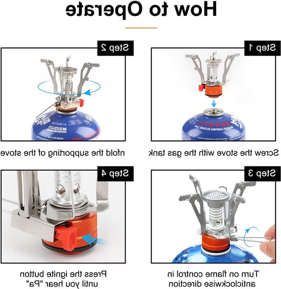 camping fornuis, 3900 W draagbaar winddicht camping gasfornuis mini brander met piëzo-ontsteking en draagtas voor picknick, backpacken, trekking (wit) van Merkloos — afbeelding 4