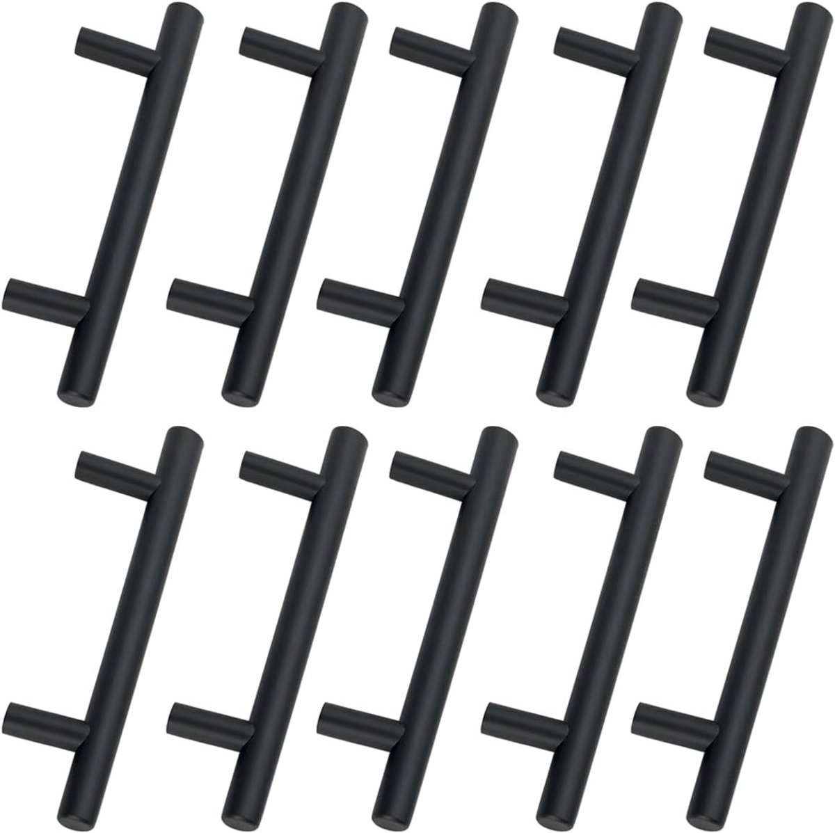 10 Stuks RVS Zwarte Deurgrepen 96mm Voor Keukenkastjes en Lades - Inclusief Schroeven en Montageaccessoires
