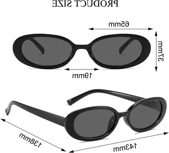 Retro Ovale Zonnebril voor Dames en Heren - Cat Eye Vintage 90s Stijl - Trendy Bescherming voor Buitenactiviteiten en Autorijden van Merkloos — afbeelding 3