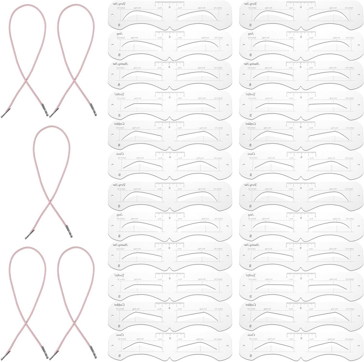 Set van 30 Herbruikbare Wenkbrauwstencils in 6 Stijlen voor Perfecte Oogmake-up en Vormgeving, Ideaal voor Beginners en Professionele Make-Up Salons
