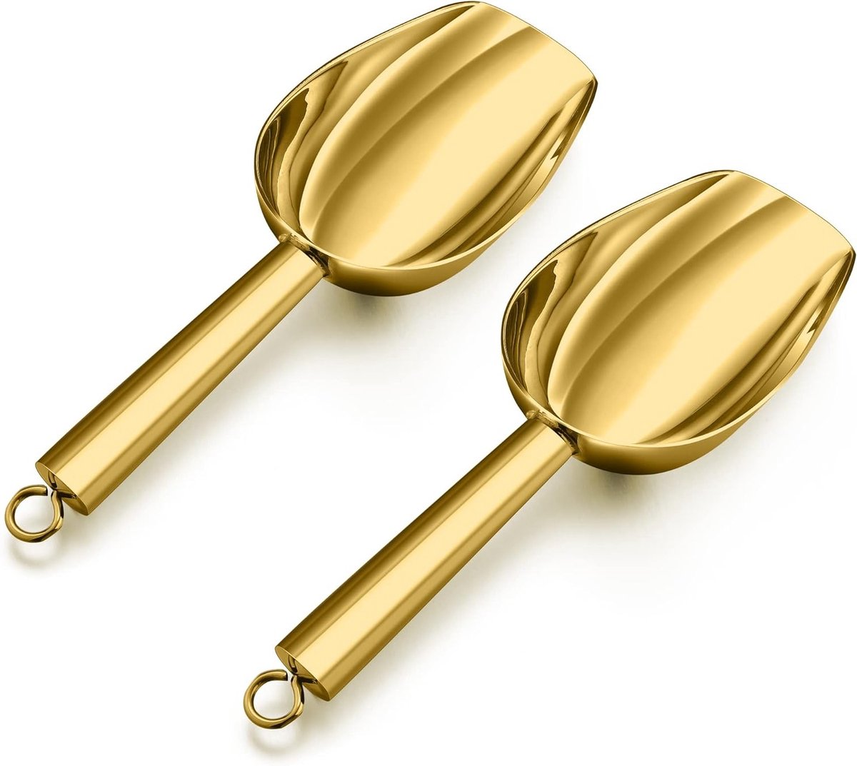 Roestvrijstalen schep voor ijs en meel, 2-delige set, 18x6cm, ideaal voor keuken, bruiloften en voedselporties, vaatwasmachinebestendig
