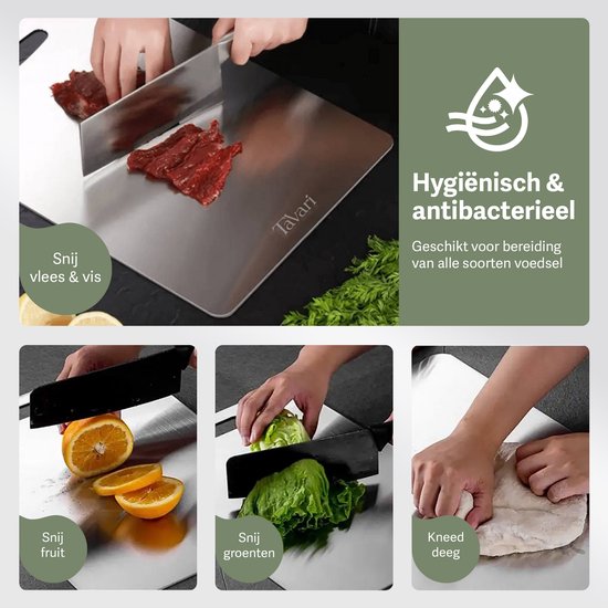 Planche à Découper Titane Pur 100 % – Double Face Avec Rainure à Jus – Qualité Alimentaire