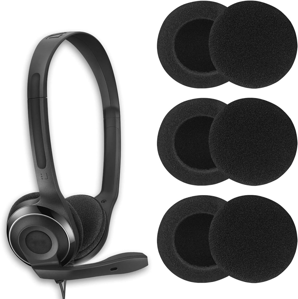 Comfortabele Vervangende Oorkussens voor Hoofdtelefoons - 6 Stuks 45mm Schuim Oorkussens voor PC Gaming en Muziekgebruik