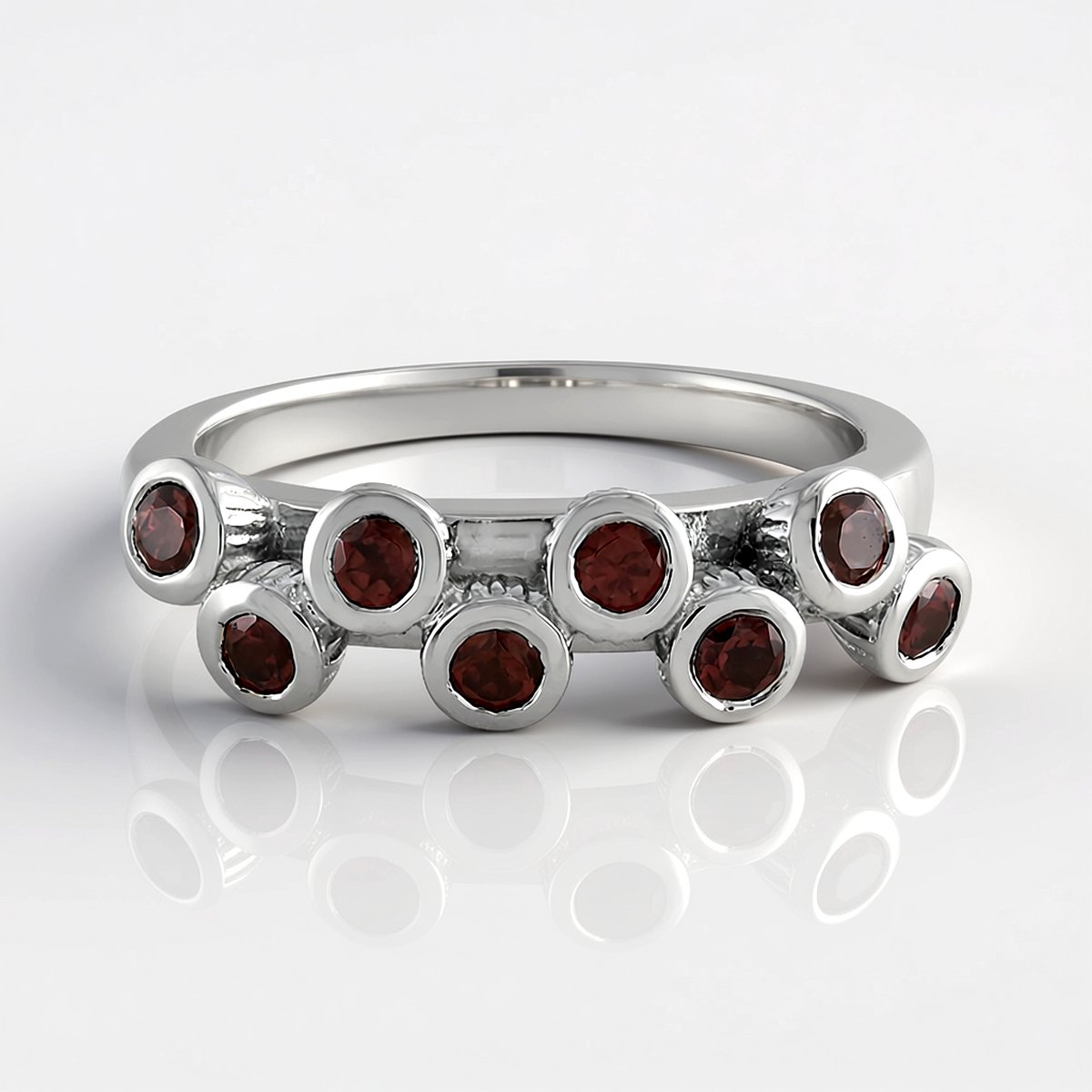 Cavill - Zilveren Ring Geplatineerd 925 Sterling Zilver - Mahagoni Zirkonen 0,814 Ct Ronde Zirkon Ring - Elegante Damesring - Cambodja