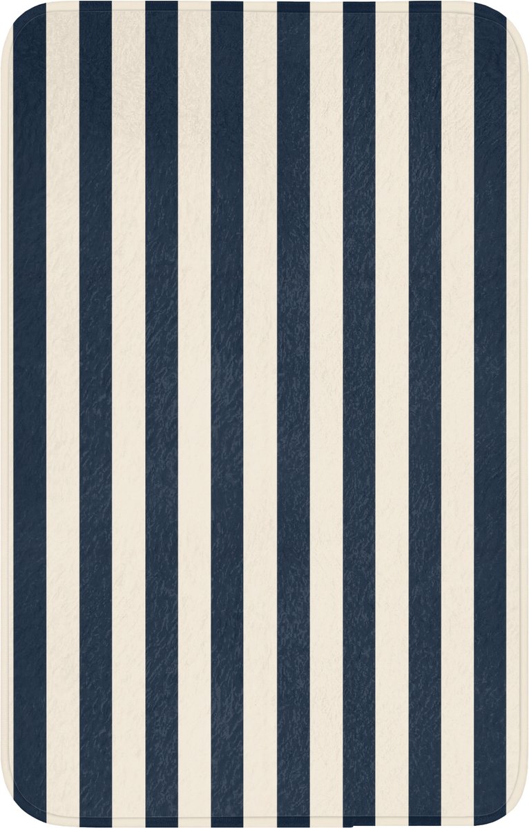 WC mat 50x80 cm - Antislip - Verticale strepen - Blauw - Crème - Toiletmat - Vloermat - Do