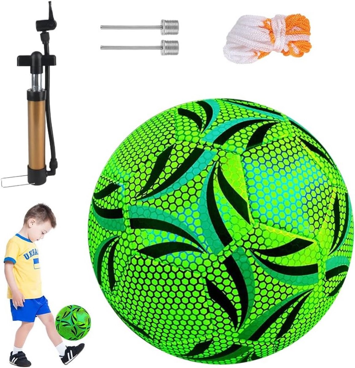 Reflecterende Voetbal Maat 5 - Fluorescerende Bal met Pomp voor Training en Nachtspellen, Ideaal voor Binnen en Buiten