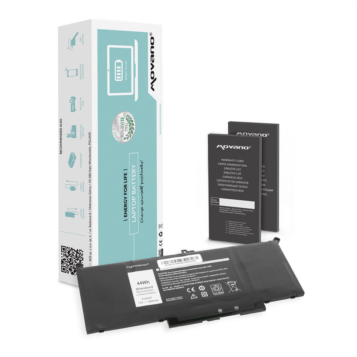 Movano - Serie MYJ96 - Laptopbatterij - Dell Latitude 7290/7390/7490