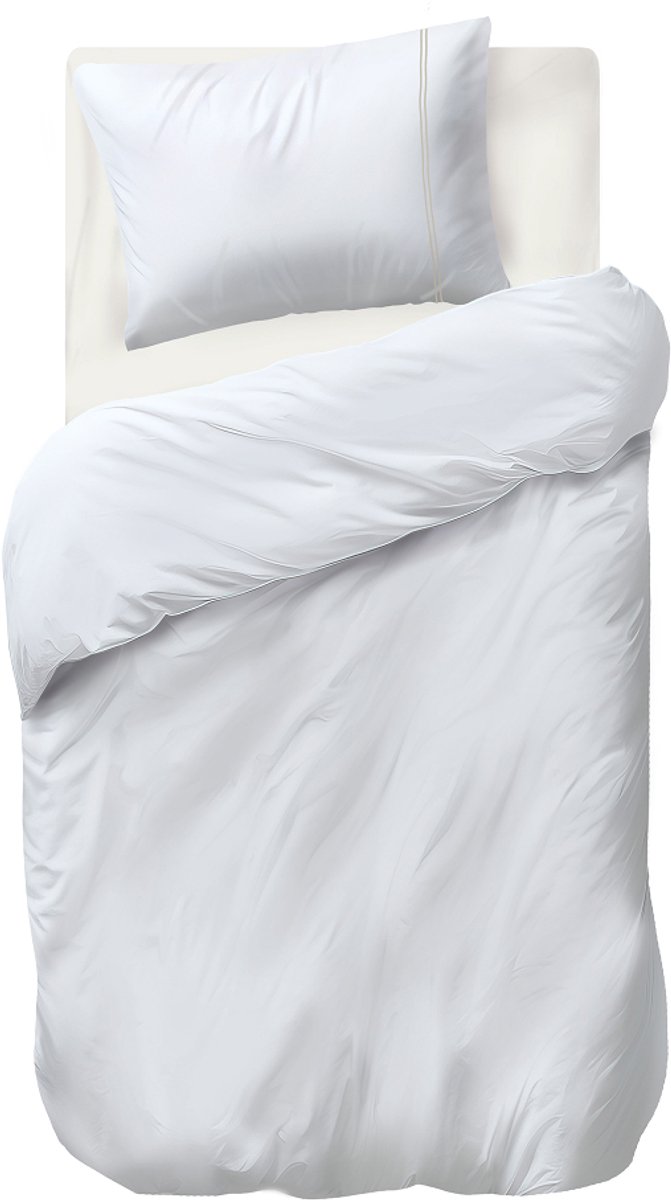 Auping Beige lines satin Dekbedovertrek - Eenpersoons 140 x 220 cm - Katoensatijn - Beige