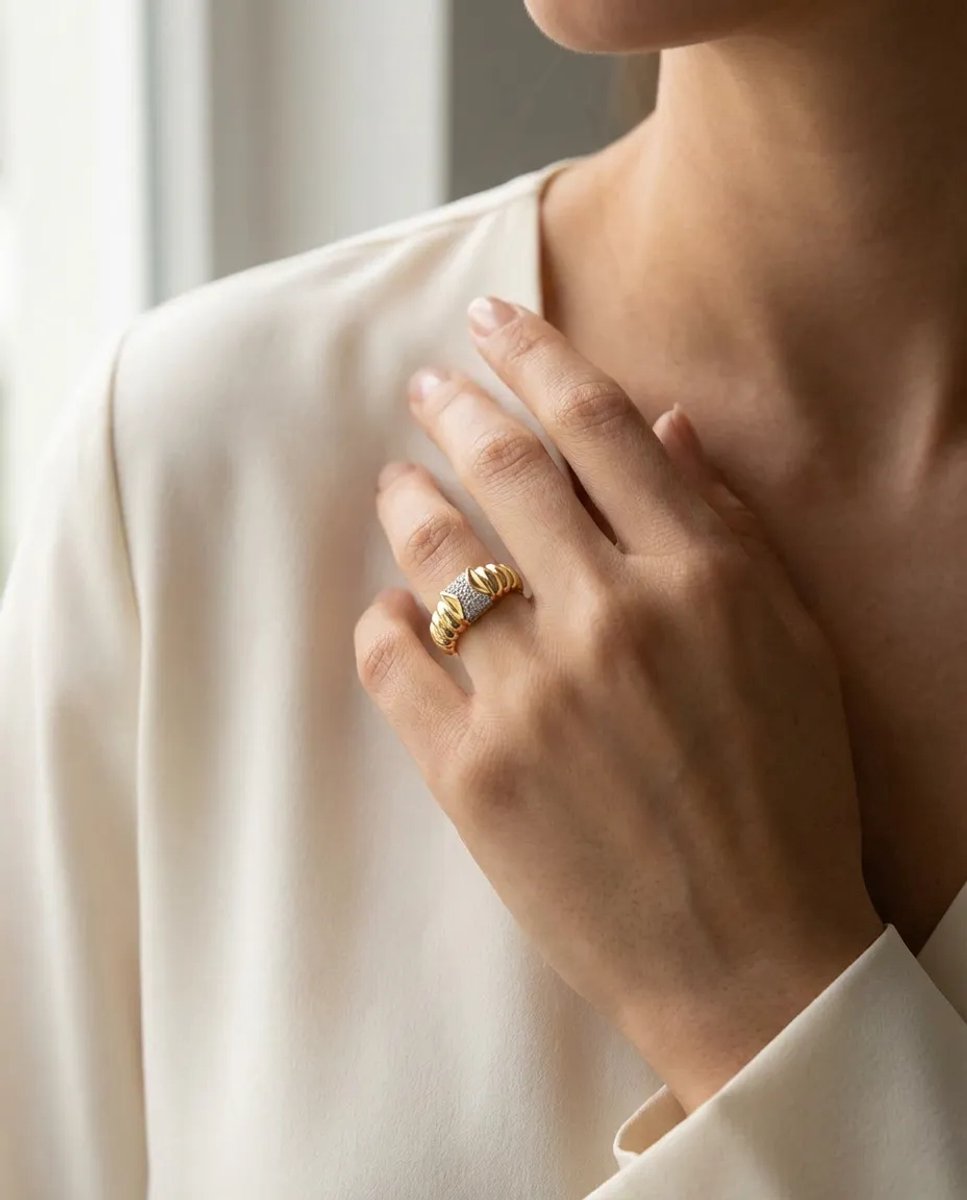 Dorvina 316L Staal Verkleurt Niet Sieraad Goudkleurig Zirkonia Burgu Baguette Dames Ring