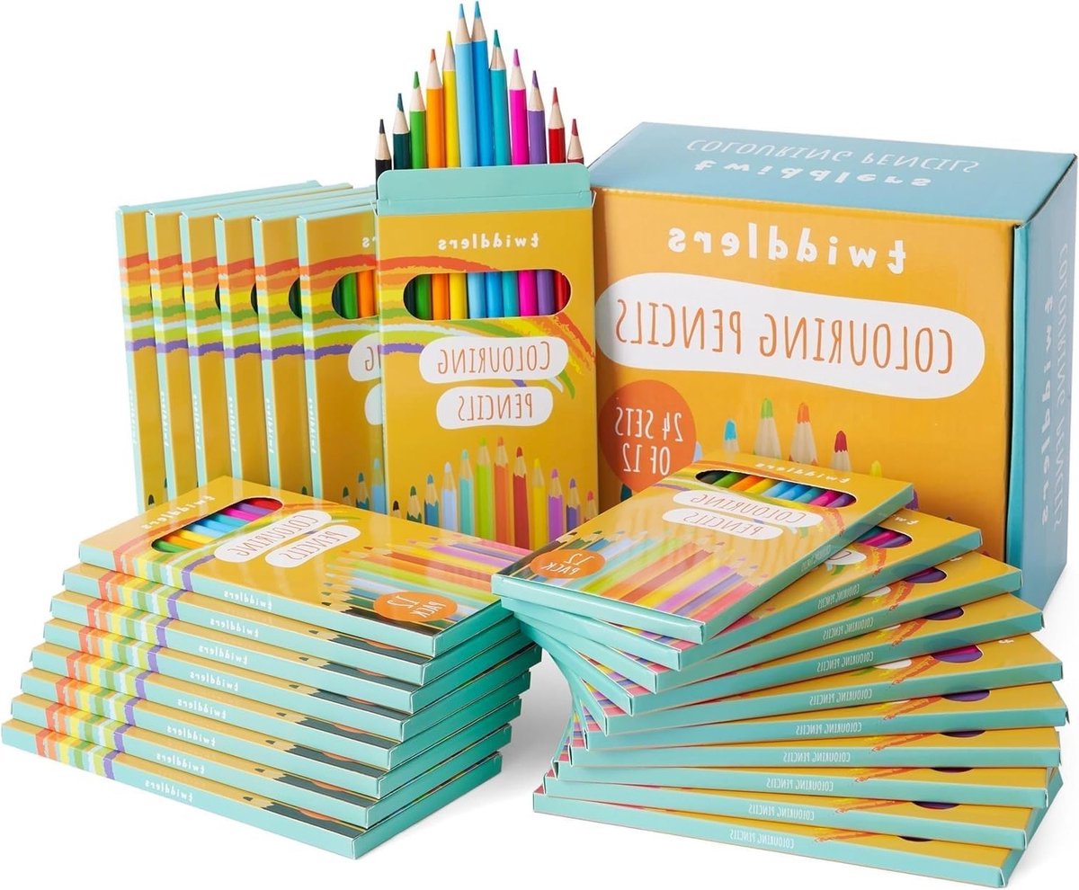 288 Kleurpotloden van 17,5 cm - Hoogwaardige en Levendige Kleuren voor Kinderfeestjes, Schoolprojecten en Cadeautjes