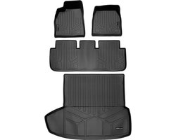 Smartliner 3D Automatten Set Voor, Achter en Kofferbak voor Tesla Model S 2021 en Later - Zwart - Precisie Pasvorm - Weerbestendige Bescherming