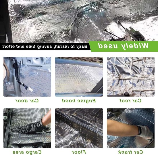 Pack van 15 geluidsisolerende matten, 25 x 18 cm x 5 mm, zelfklevende isolatiematten voor auto, geluidsisolatie, warmte-isolatie, geluidsdemping, foam isolatie — afbeelding 3