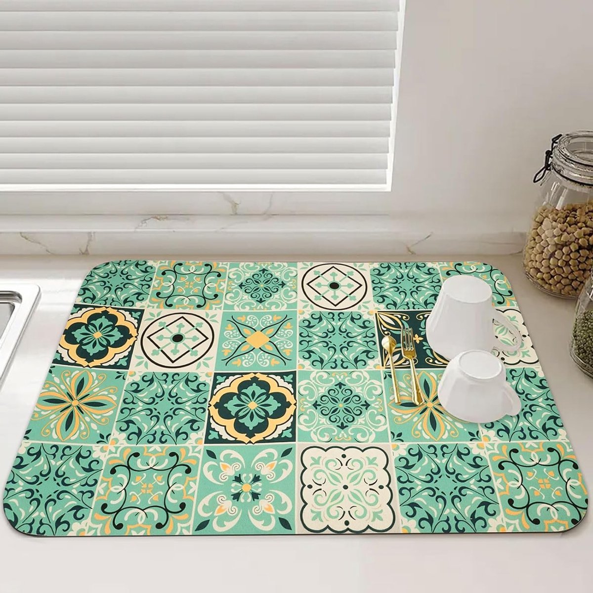 Afvoermat voor Koffiemaker, 40 x 50 cm, Antislip Keukenmat, Super Absorberend, Ideaal voor Werkbladen en Badkamers