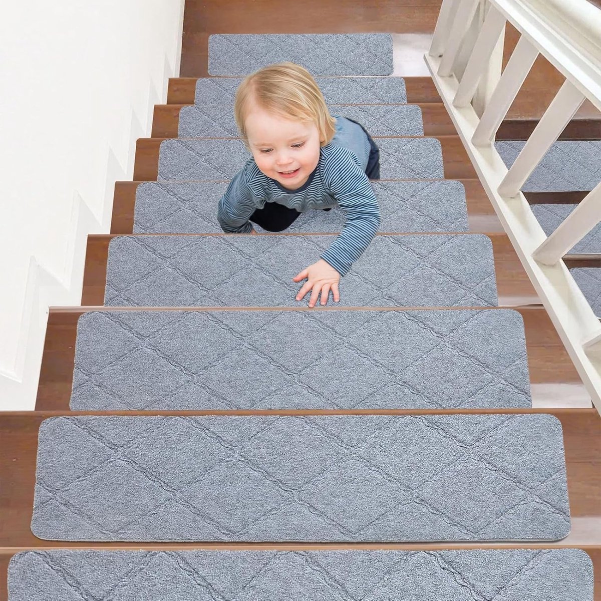 Set van 15 Antislip Trapmatten, 76 x 20 cm, Zelfklevend en Herbruikbaar, Ideaal voor Houten Trappen, Kinderen en Huisdieren