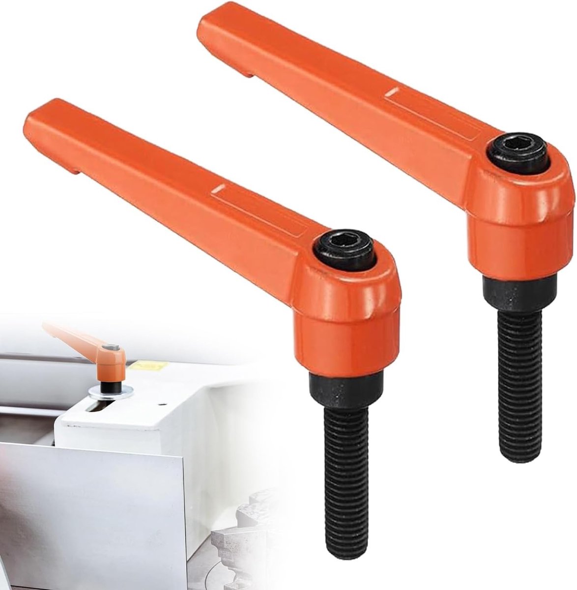 Set van 2 verstelbare fixatiehandgrepen M8, klemhefbomen met schroefdraad, voor het verbinden en beveiligen van schroeven en onderdelen