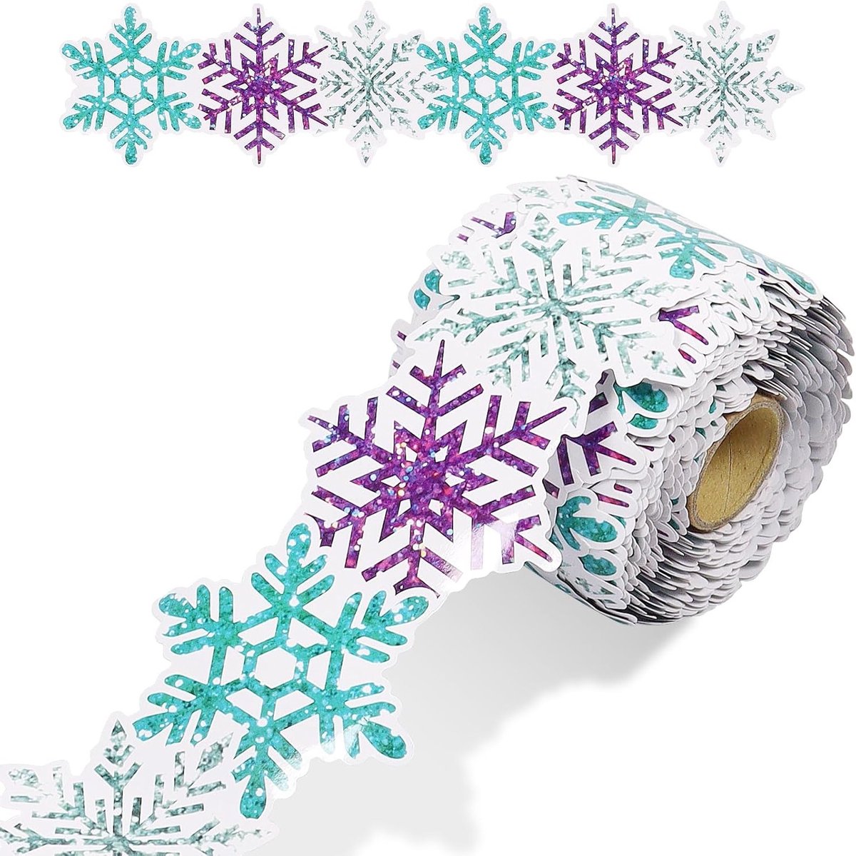 Decoratieve sneeuwvlokken rand voor prikbord - Zelfklevende papier rand van 25 m voor klaslokalen, bureaus en muren