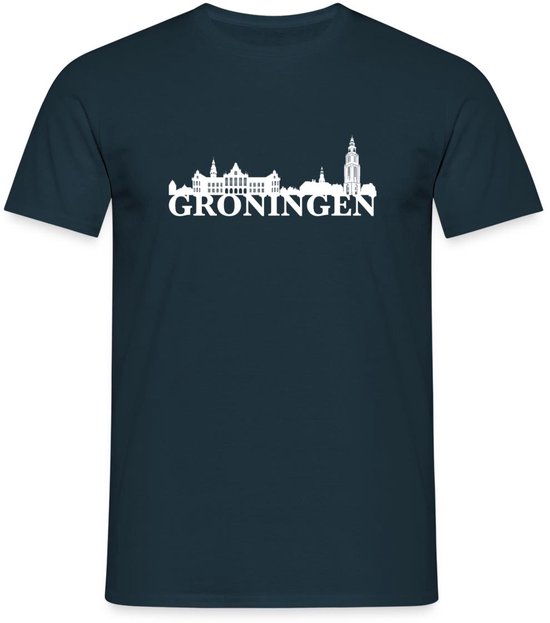 Groningen Stadssilhouet Met Lokale Trots T-Shirt Heren