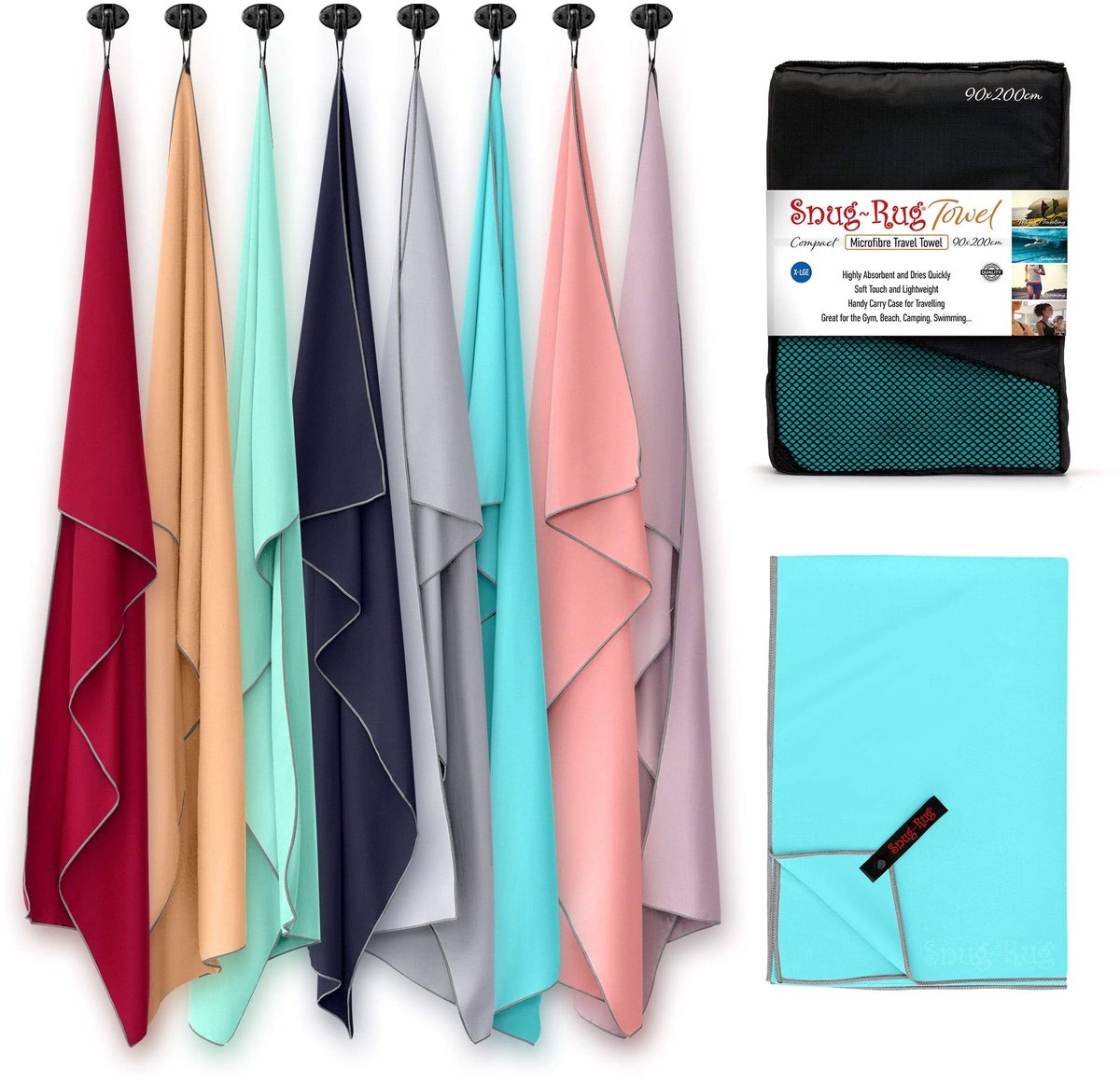 By shayne - Microfiber Strandlaken - Sneldrogend - Lichtgewicht Compact - Extra Groot 200 x 90cm - Antibacterieel - Ideaal voor Strand en Sport