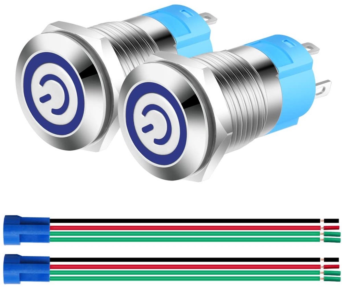 Shopcentral - Drukknopschakelaar - Roestvrij Staal - Waterdicht - LED Indicator - 12V-24V - Zelfvergrendelend - Geschikt voor Diverse Toepassingen