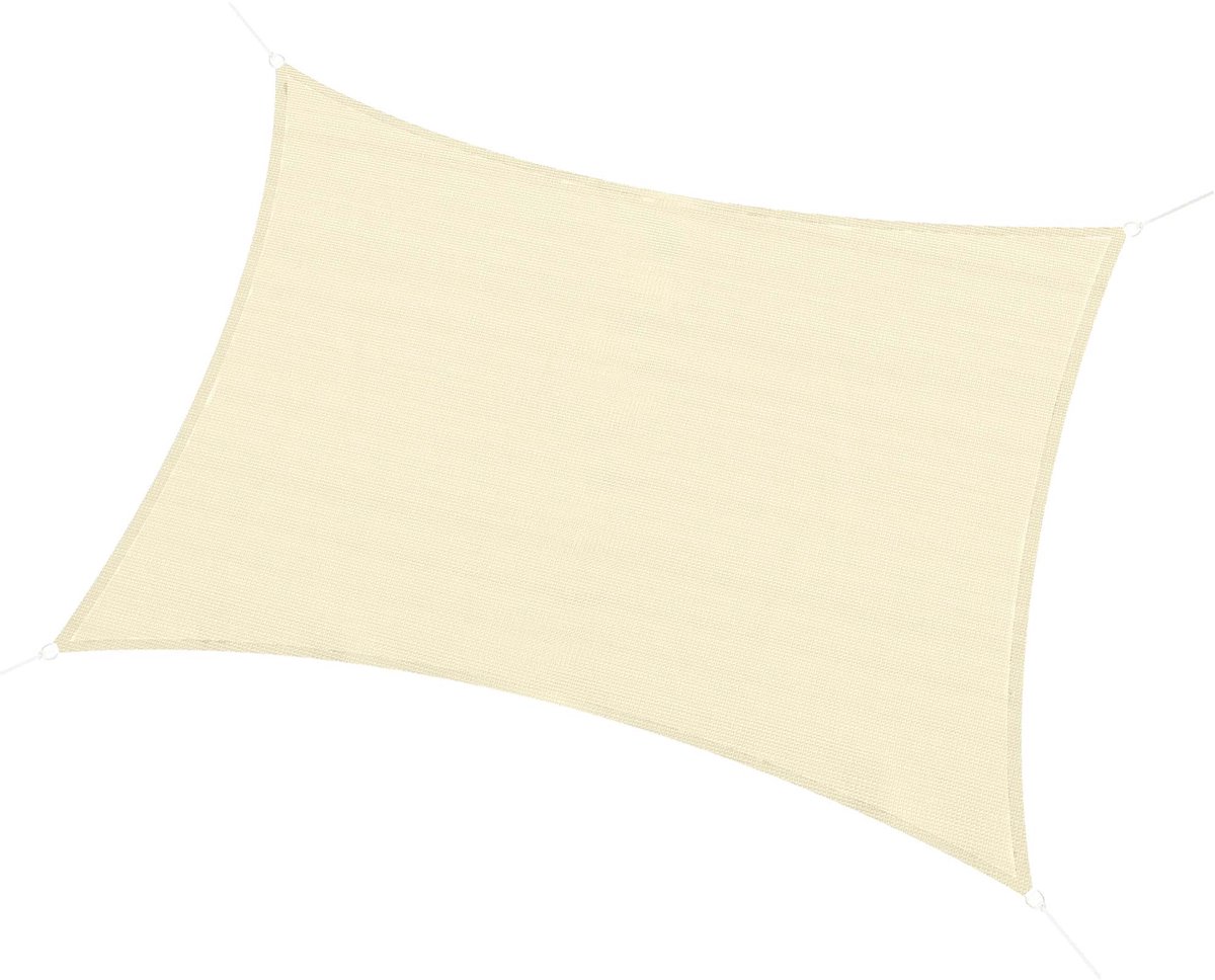 Tenda Vela Parasole Rettangolare 3x4 m, Tenda Parasole Esterno met Protezione Raggi UV in HDPE Ademend met Corde di Fissaggio, Bianco Crema