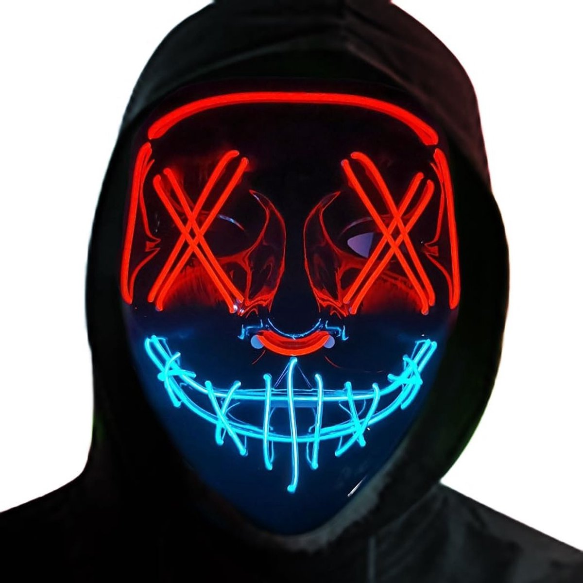 Griezelig LED Halloween Masker met 3 Verlichtingsmodi voor Carnavals- en Cosplayfeestjes, Geschikt voor Mannen en Vrouwen