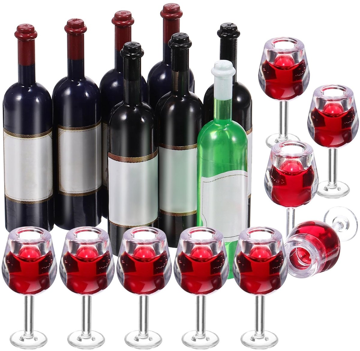 NTHProducts - Miniatuur Wijnglazen Set - 18-delige set - Perfect voor Poppenhuizen - Donkerrood - Mini Wijnglazen - Decoratie voor Miniatuur Huizen - G...