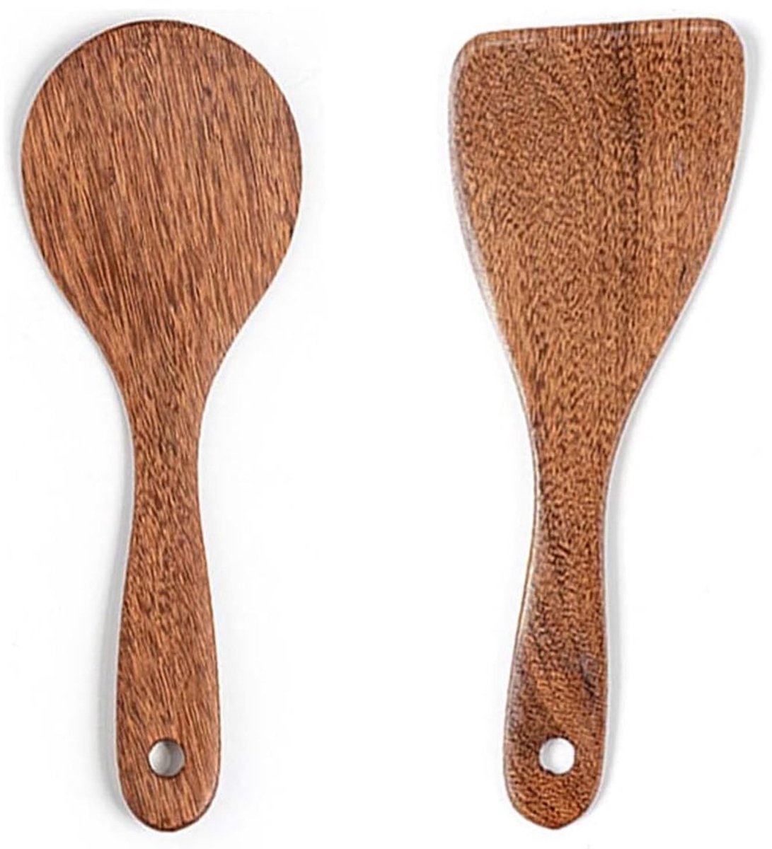 Allecto - Houten Rijstlepel Set - Rijstlepel - Hittebestendig - 2 Stuks - Houten Lepels - Keukenaccessoires - Geschikt voor Koken