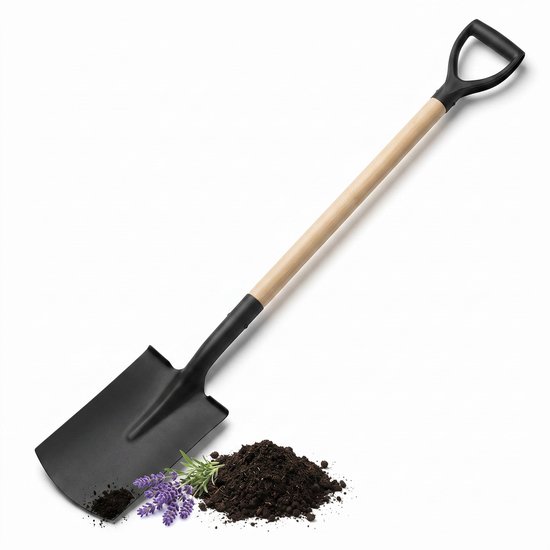 Cheqo® Schep met Houten Steel en D-greep - Tuinschep voor Graven en Planten - Schop...