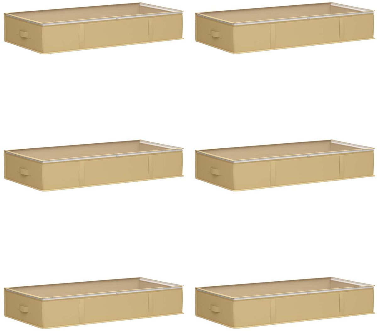 vidaXL - Opbergdoos - met - transparant - bovenraam - 6 - pcs - Crèmekleurig