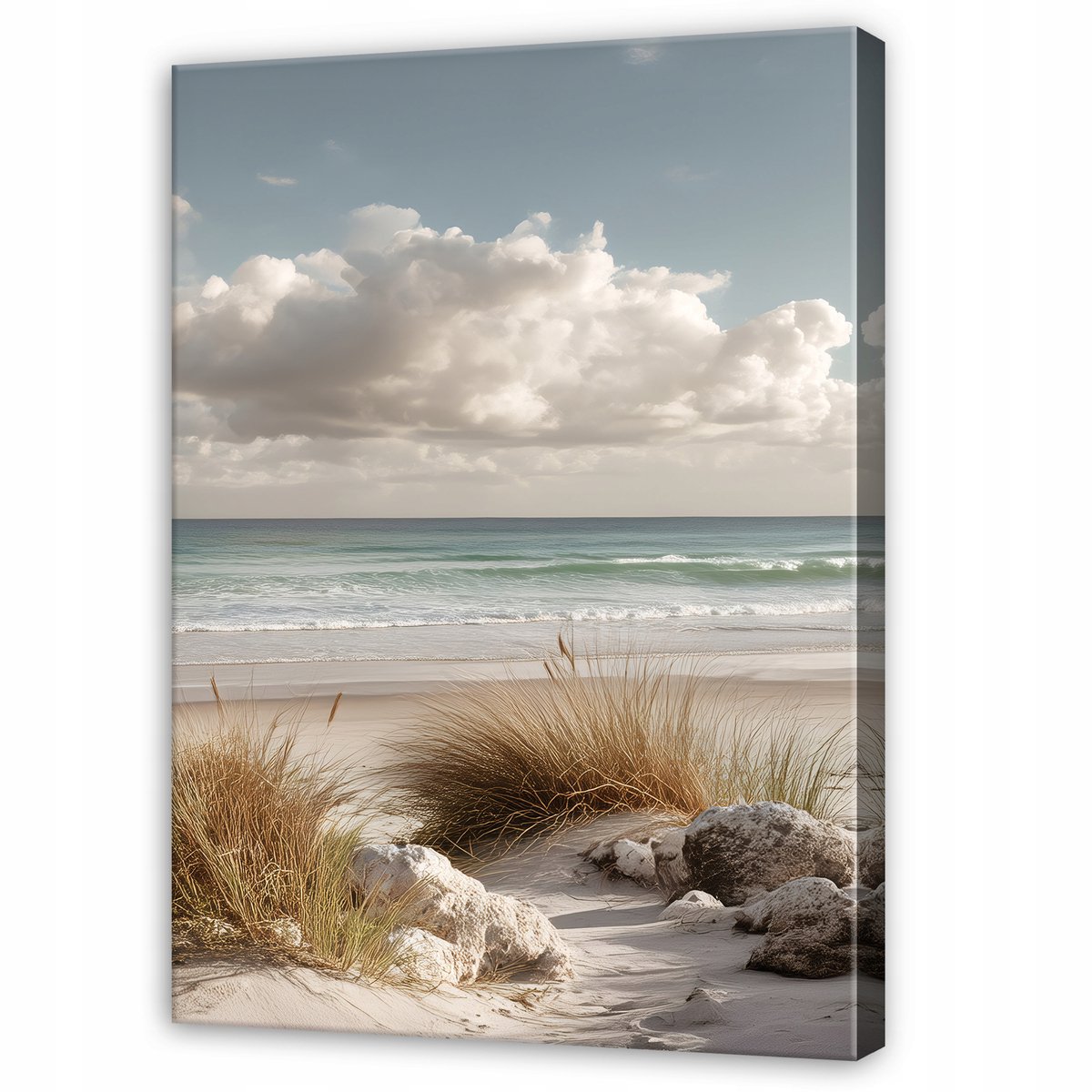 WALLARENA Schilderij op Canvas 80x120 cm - Schilderijen - Canvas schilderij - Strand motif - Voor de slaapkamer van de salon - Op het doek Beige