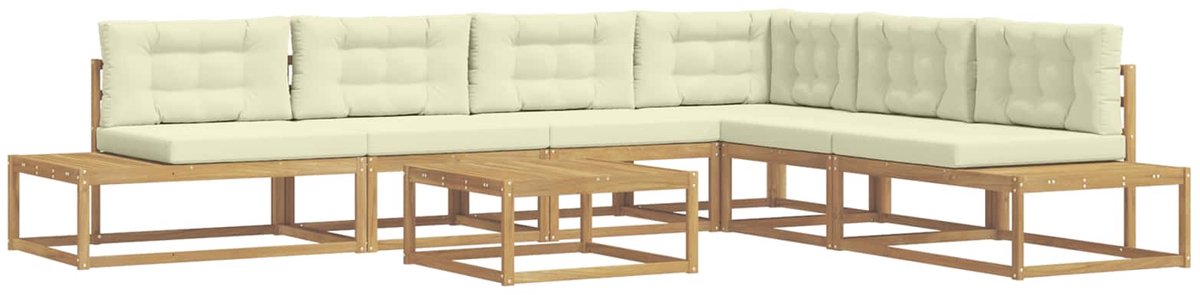 vidaXL - 7 - st - Buiten - bank - set - Polyester - Wit