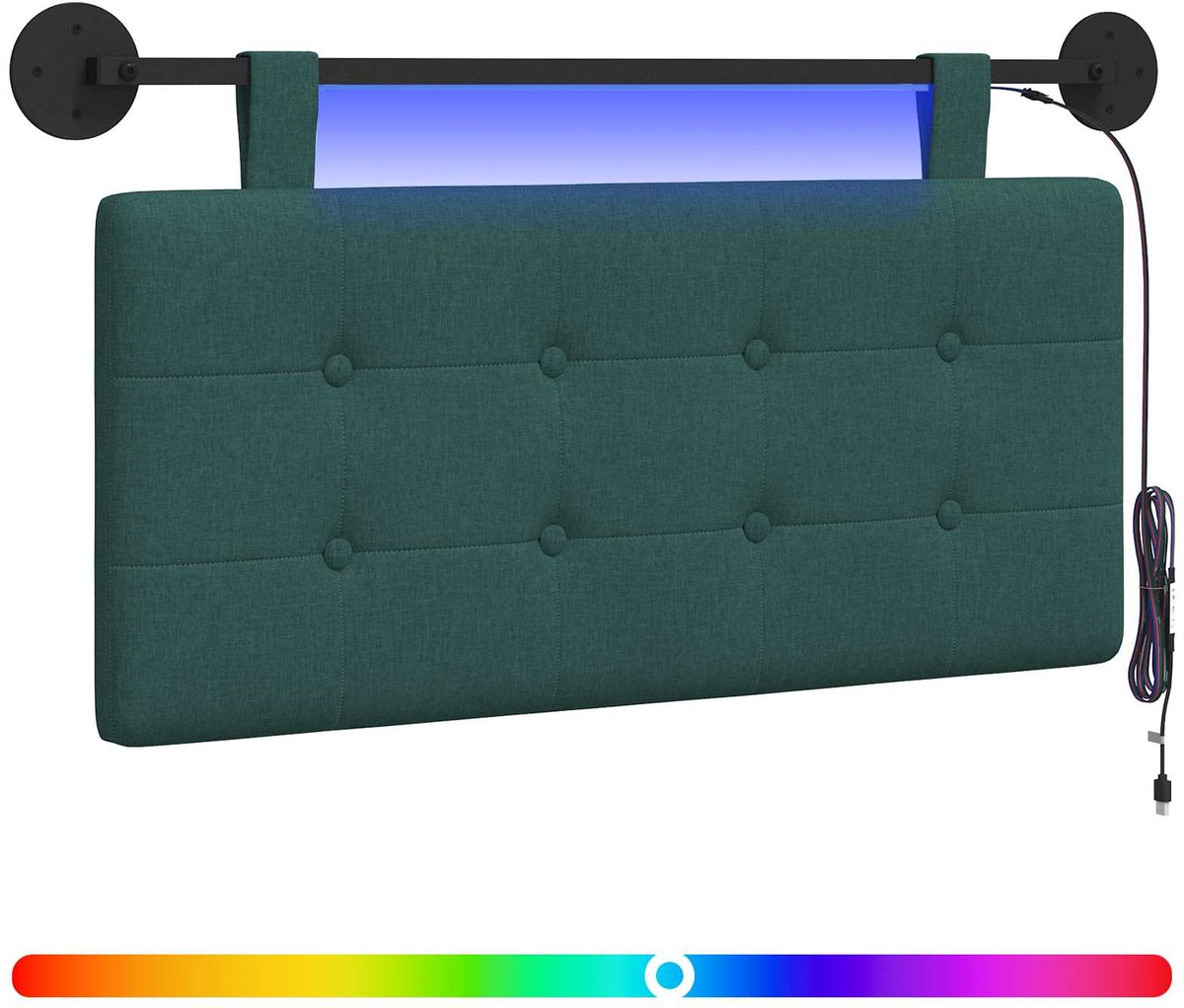 vidaXL - Hangend - hoofdbord - Met - LED-verlichting - Donkergroen - Stof