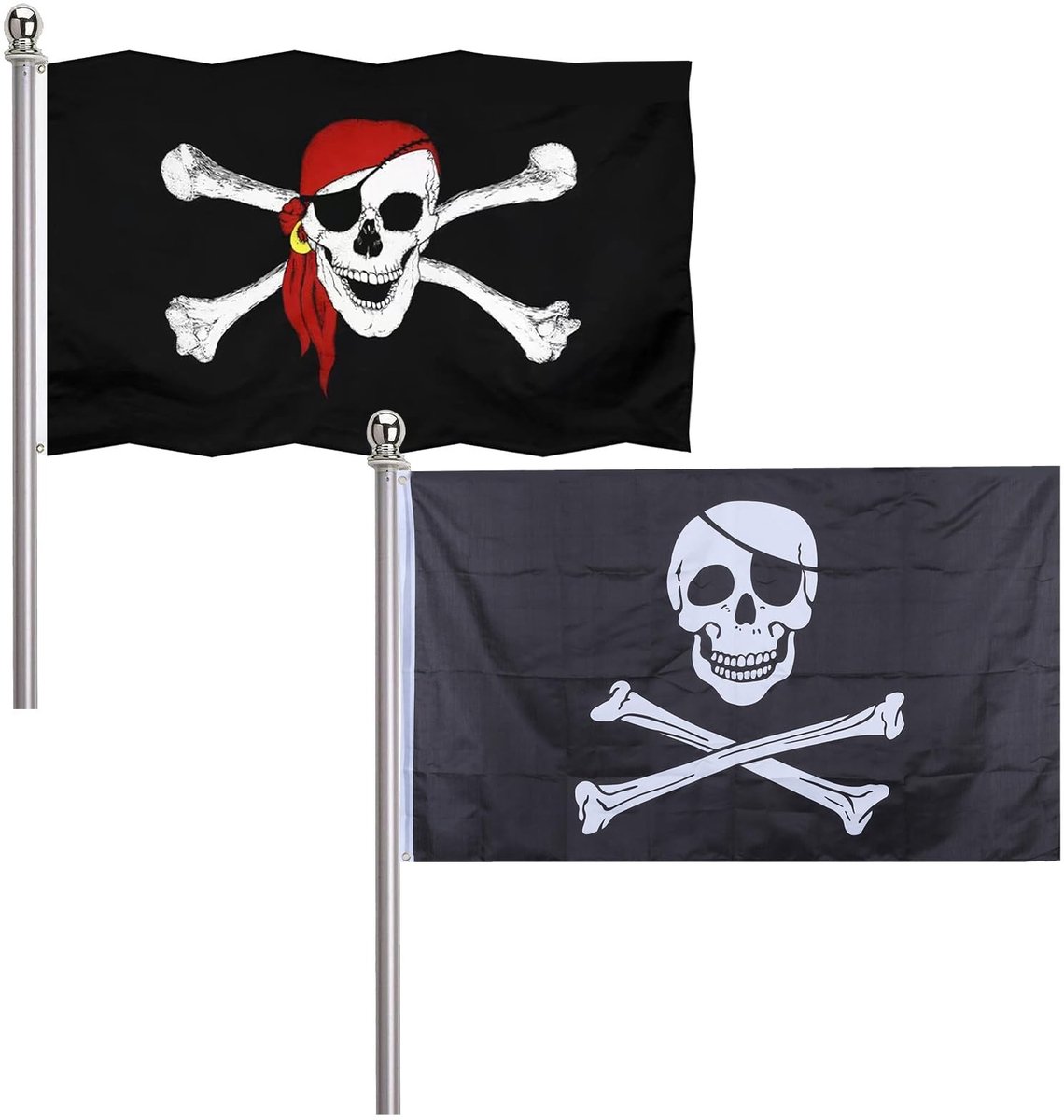 Allecto - Piratenvlag - Piraten Decoratie - Hoogwaardige Kwaliteit - Rode Sjaal - Halloween Vlaggen - Geschikt voor Feesten - 30 x 45 cm